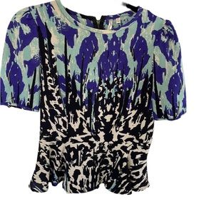 Petticoat Alley Urban Outfitters short sleeve peplum top purple cream black 90’s